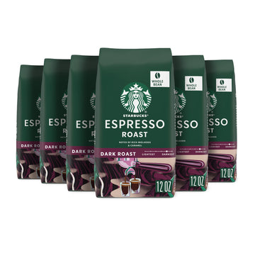 Starbucks Whole Bean Coffee, Dark Roast Coffee, Espresso Roast, 100% Arabica, 6 Bags (12 Oz Each)