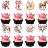 40 PCS Horse Cupcake Toppers Floral Horse Western Cowgirl Cupcake Picks Horseshoe Hat Boots Cowgirl Birthday Cake Decorations fo
