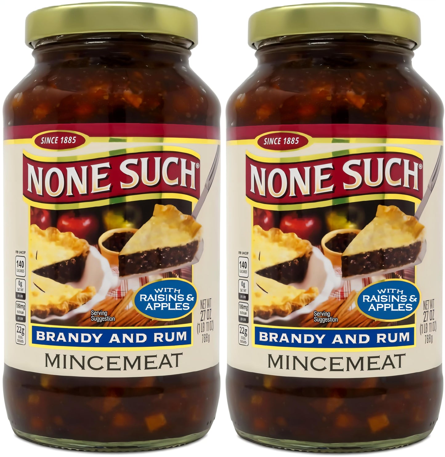 None Such Mincemeat Brandy and Rum Pie Filling with Apples and Raisins 27 Ounce (Pack of 2)