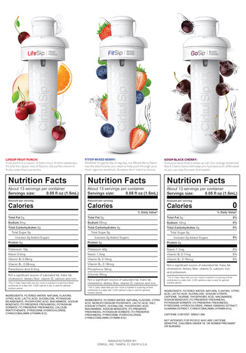 Cirkul 22Oz. Bpa-Free Plastic Water Bottle Starter Kit With Blue Lid, 3 Flavor Cartridges (1 Lifesip Fruit Punch, 1 Fitsip Mixed