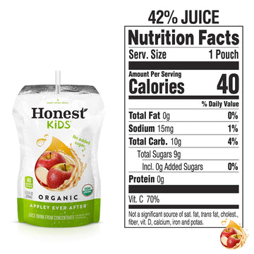 Honest Kids Appley Ever After, Apple Organic Fruit Juice Drink, 6.75 Fl Oz (32 Pack)