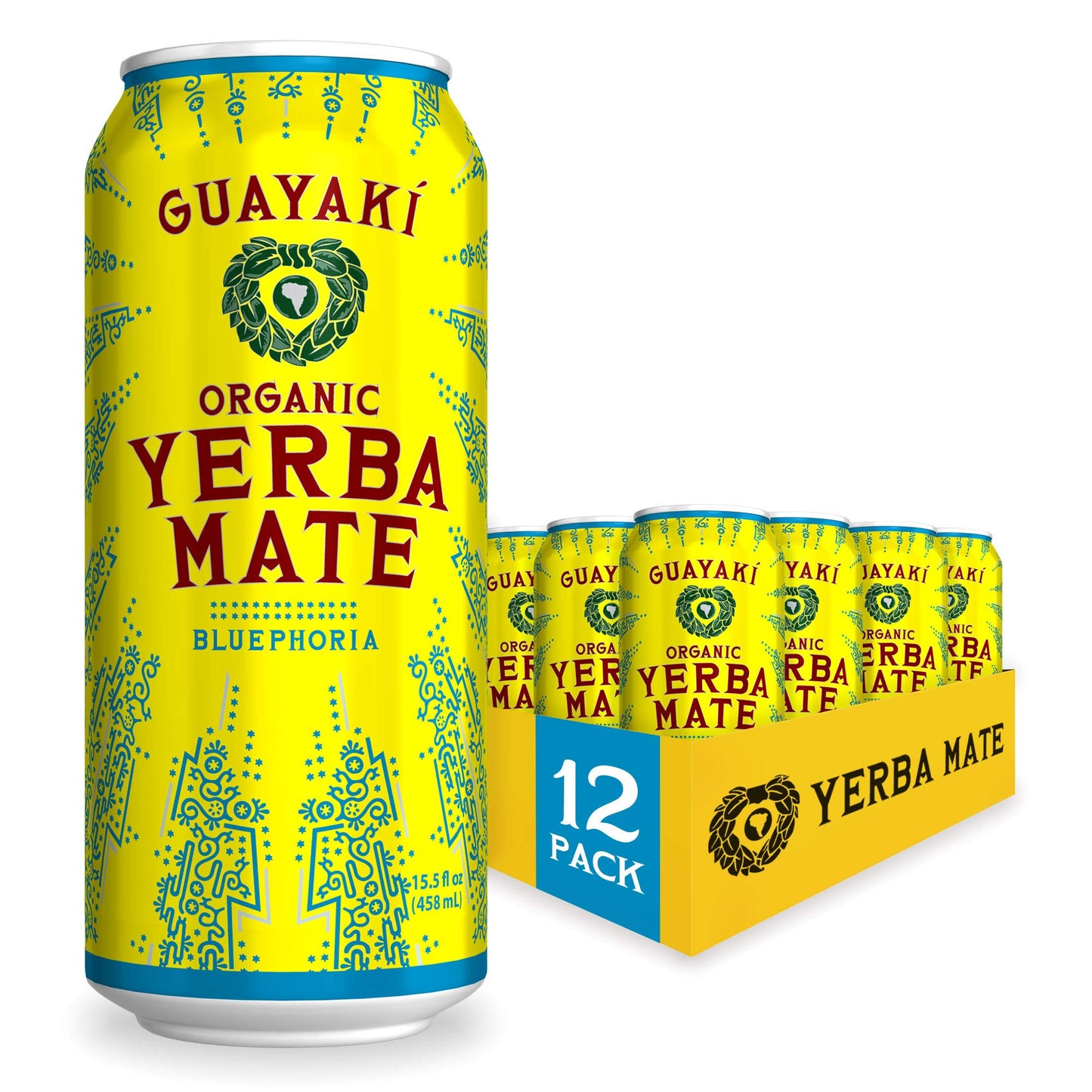 Guayaki Yerba Mate Energy Drink, Organic, 150mg Caffeine, 15.5 Fl Oz, Pack of 12