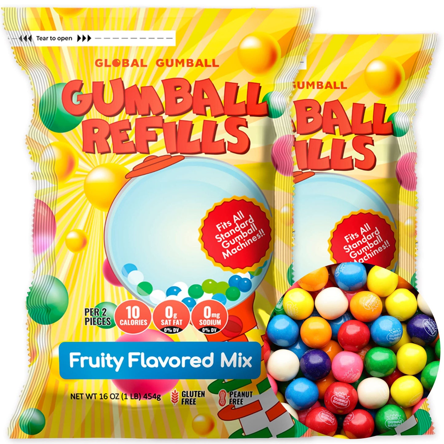 Mini Gumballs 0.5 Inch 13Mm - Gum Balls For Gumball Machine Refill Bulk 520 Pcs - Chewing Gum For Kids - 2 Lb Assorted Flavors Bubble Gum