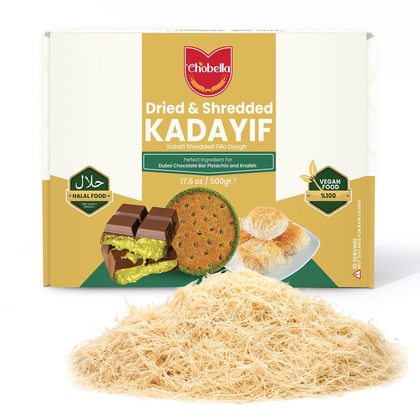 Premium 500gr Dried & Shredded Kataifi Fillo Dough, Kurutulmus Kadayif Pastry Dough, Ingredient for The Viral Dubai Pistachio Ch