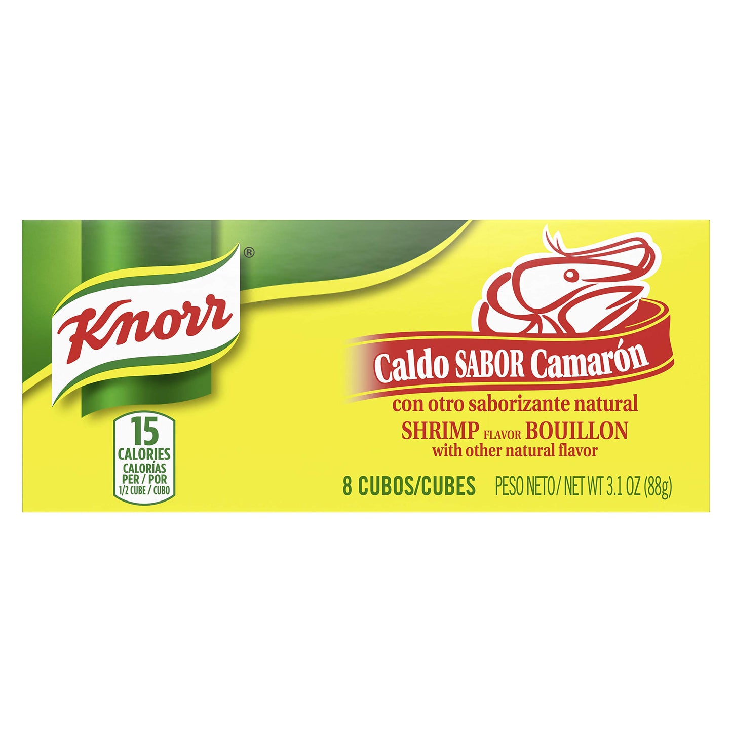 Knorr Bouillon Cubes For Sauces, Soups and Stews Shrimp Flavor Bouillon/Caldo Camar n Naturally Flavored 3.1 oz, 8 Ct