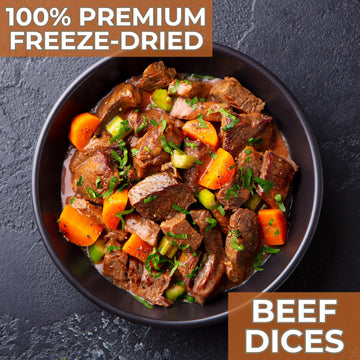 Nutristore Freeze Dried Beef Dices | Pre-Cooked Meat For Backpacking, Camping, Meal Prep | Long Term Survival Emergency Food Sup
