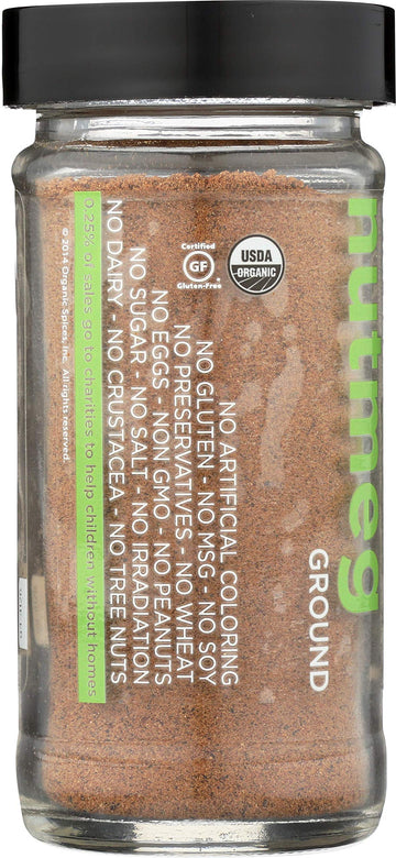 Spicely Organic Nutmeg Powder 1.90 Ounce Jar Certified Gluten Free