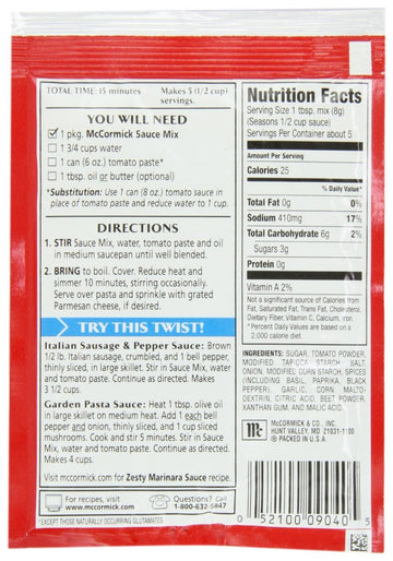 Mccormick Spaghetti, Thick & Zesty, 1.37 Ounce (3 Pack)