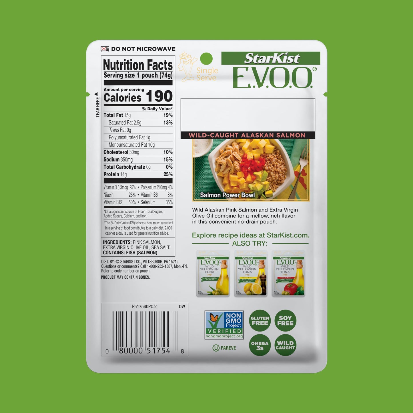 Starkist E.V.O.O. Wild-Caught Pink Salmon, 2.6 Oz, Pack Of 12