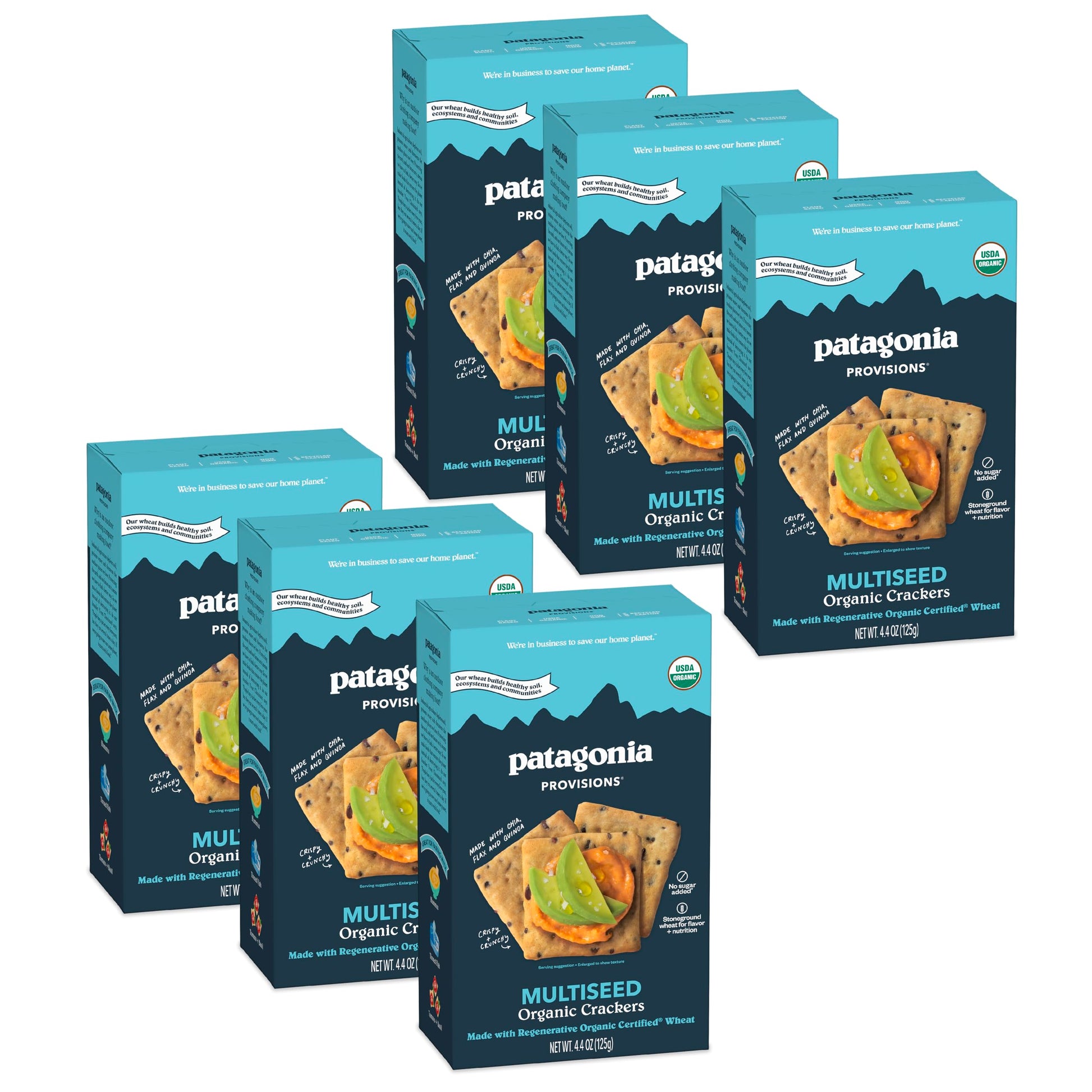Patagonia Provisions - Multiseed Crackers - Certified Organic Crackers - Non-GMO, Plant-Based, No Added Sugar (6 Pack)