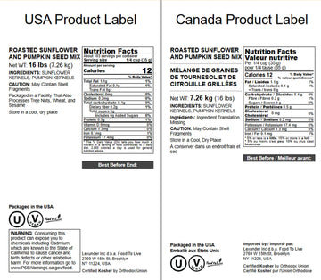 Food To Live Dry Roasted Sunflower And Pumpkin Seed Mix, 16 Pounds - Oven Roasted, No Oil Added, Natural Snack, Rich In Protein,