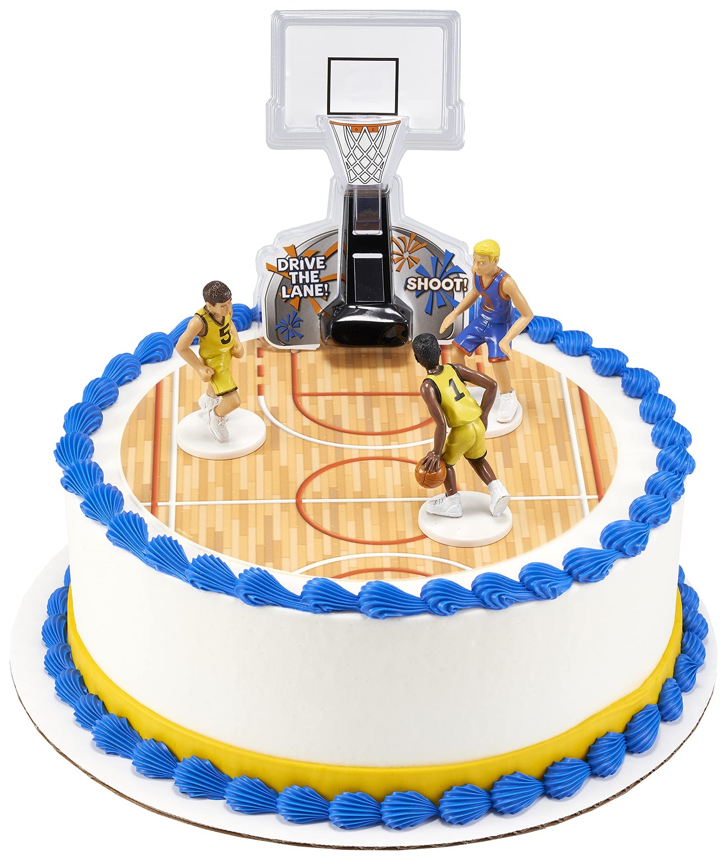 DecoPac Basketball All Net Cake Topper Set, 5-Piece Birthday Decorations, Multicolored Figurines & Backboard, 2.2 oz Model 14283