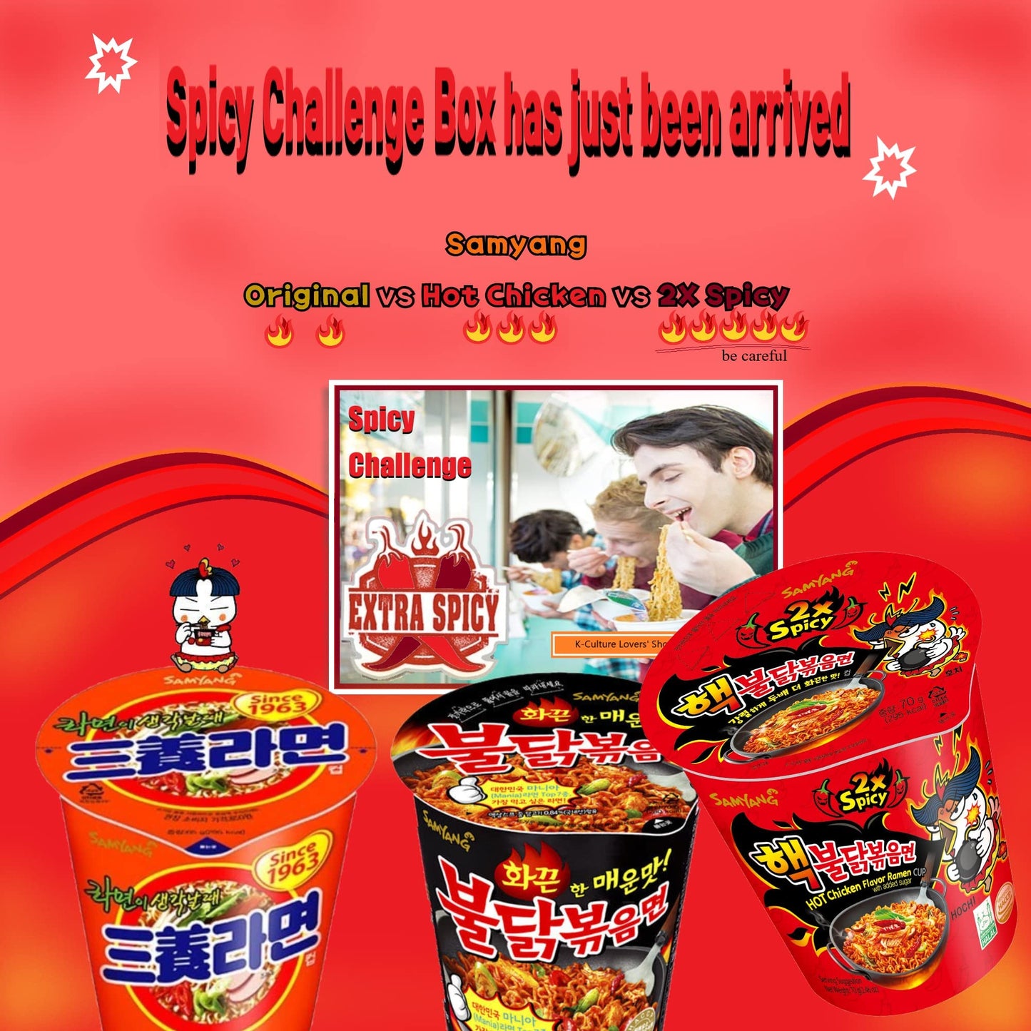 Samyang 2X Buldak Spicy Hot Chicken Stir Fried Cup Noodles (Small_Pack of 6)