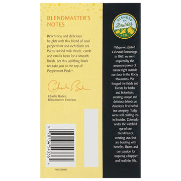 Celestial Seasonings Black Tea, Peppermint Peak, 20 Count (Pack Of 6) (Packaging May Vary)