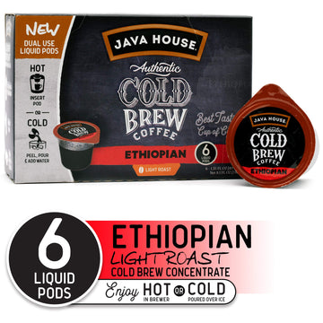 Java House Cold Brew Coffee Concentrate Single Serve Liquid Pods, Ethiopian, 1.35 Fl Oz (Pack Of 6)