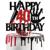 Black Glitter Killer Happy 40Th Birthday Cake Topper, Halloween Zombie Vampire Bloody Friday Birthday D Cor, Halloween Horror T