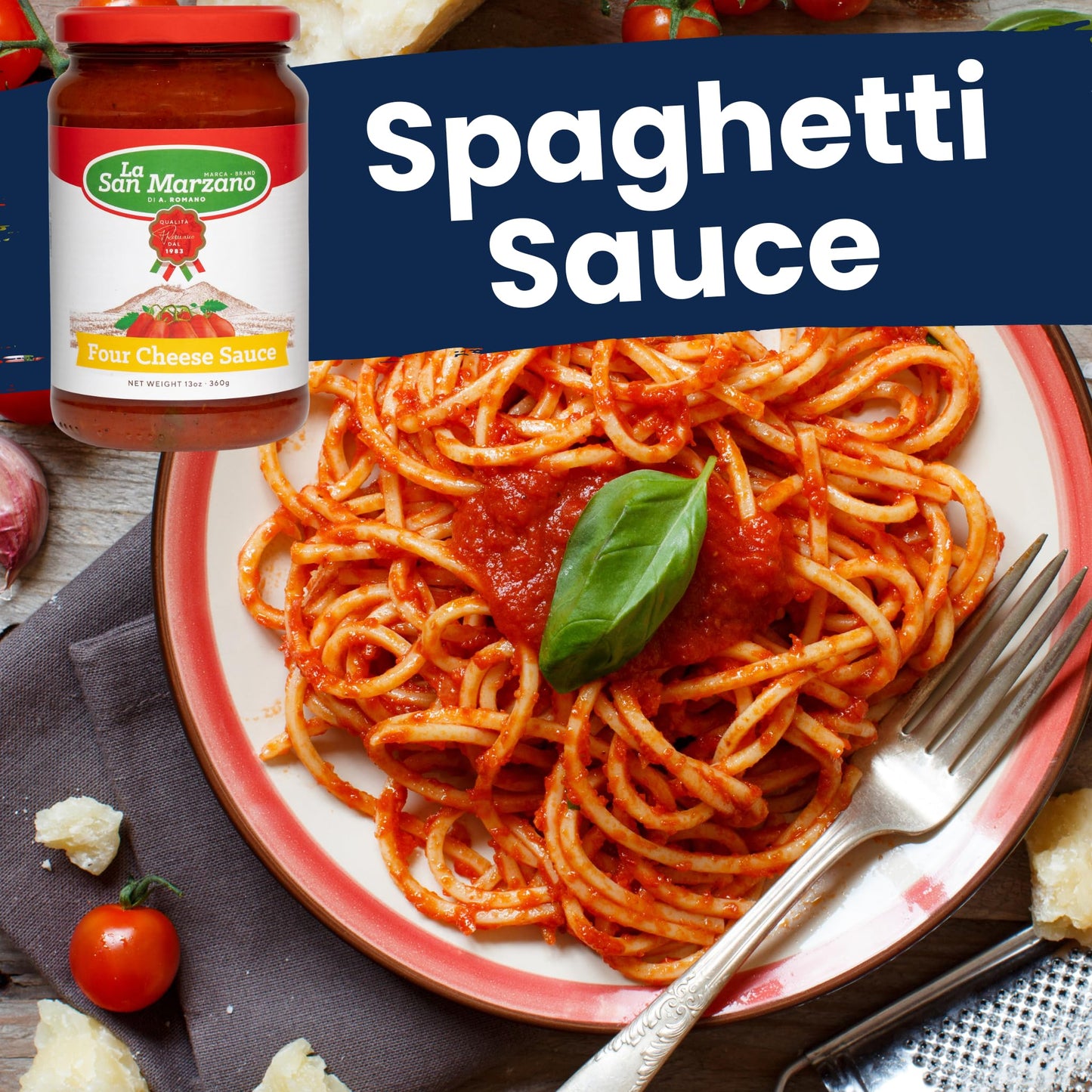 La San Marzano Four Cheese Pasta Sauce, All Natural, Non-GMO, Gluten Free, 13 oz (Pack of 4)