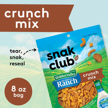 Snak Club Crunch Mix, Hidden Valley Ranch Seasoning, Toasted Corn Nuggets, Chili Cheese Corn Jacks, Sesame Sticks & Rye Chips, 8 Ounce