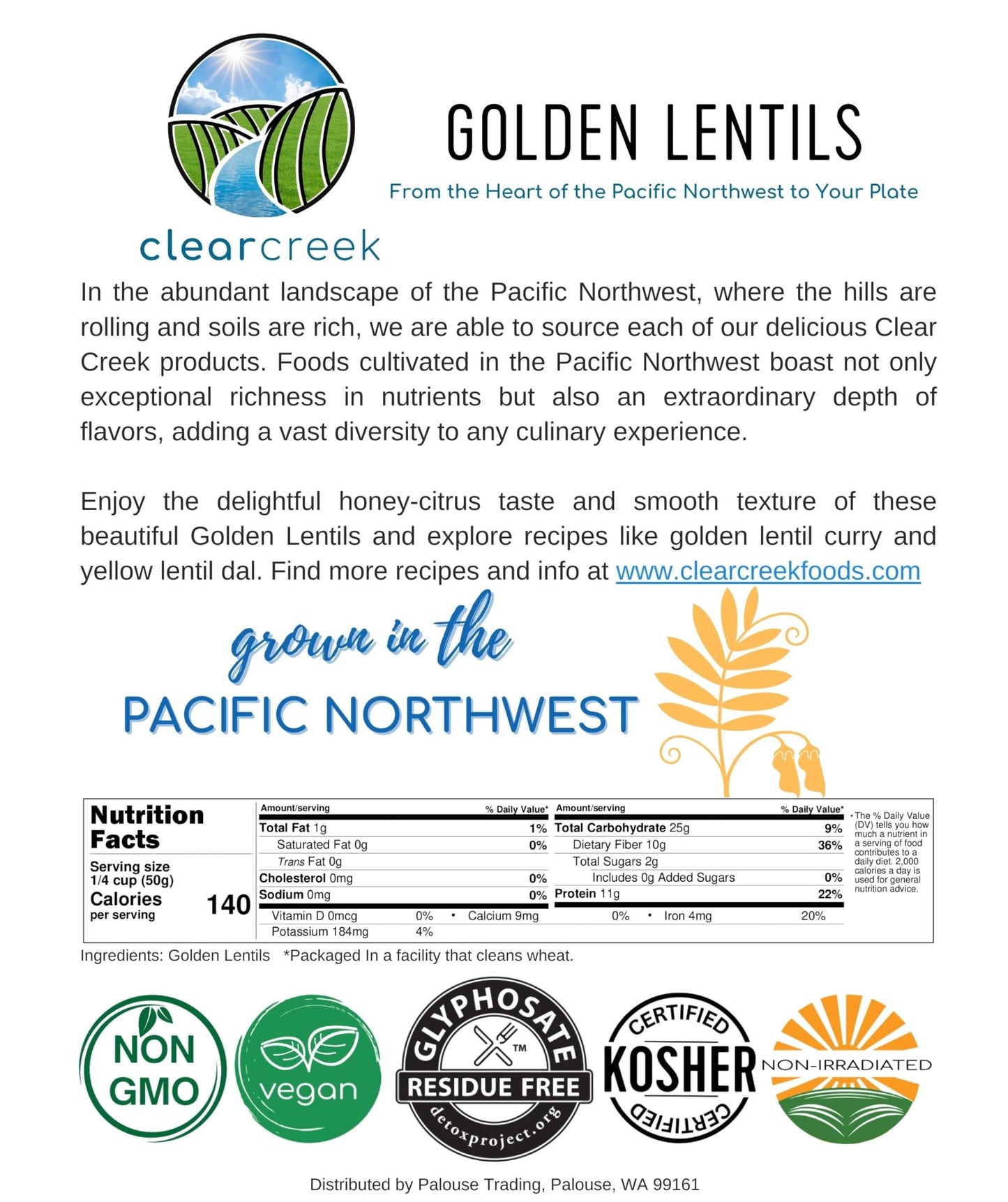 Certified Glyphosate Residue Free Yellow Lentils Grown Montana | 25 Lbs | Non-Gmo | Non-Irradiated (Will Sprout) | Kosher