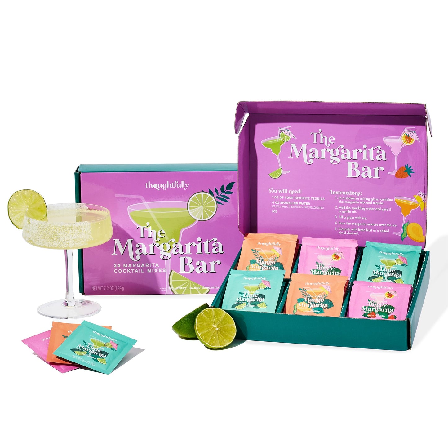 Thoughtfully The Margarita Bar Includes Powdered Drink Mix Packets In Mango Lime & Berry Flavored Drink Mixers For Mixed Flavors Mocktails Non-Beverage-Style Drinks Margarita Gifts Palomas Set Of 24