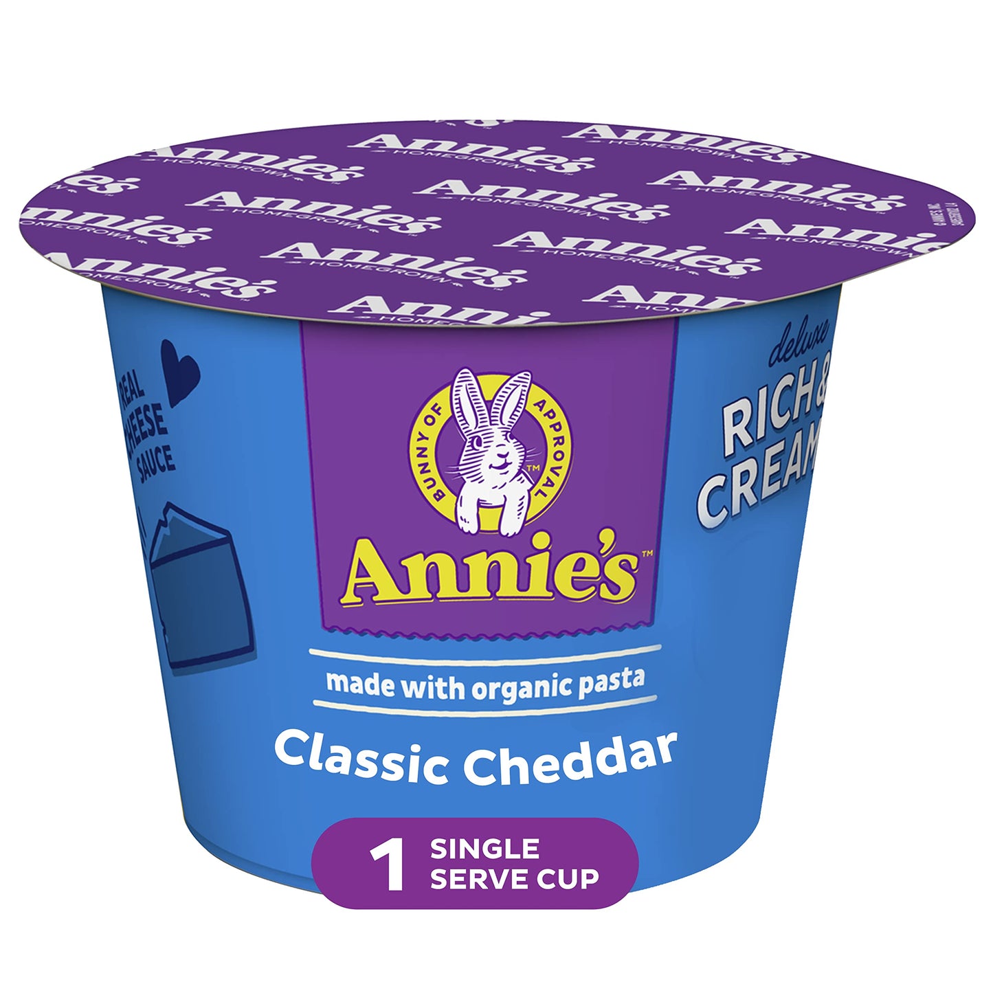 AnnieAs classic cheddar Deluxe Rich and creamy Microwave Mac & cheese with Organic Pasta Single Serve Macaroni & cheese cup 2.6