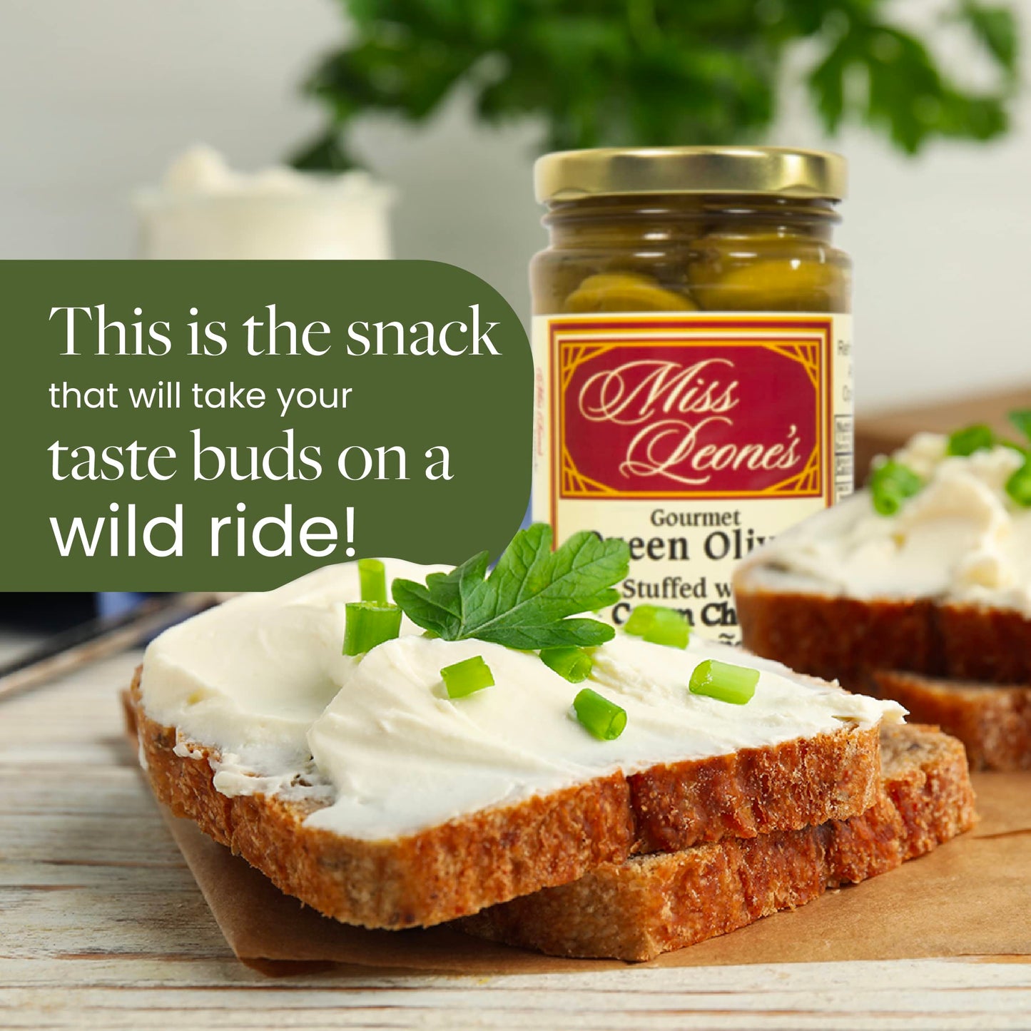Leonard Mountain Miss Leone'S Cream Cheese & Habanero Stuffed Queen Olives, Pack Of 3, 12 Oz.