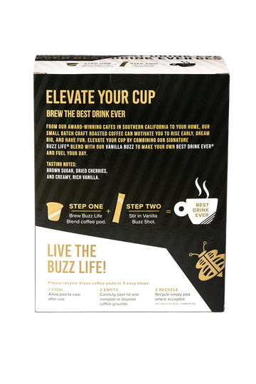 Better Buzz Best Drink Ever Vanilla Latte Single Serve Coffee Maker Kit 24Ct.,12 Medium Roast Coffee Pods (Buzz Life) & 12 Vanil