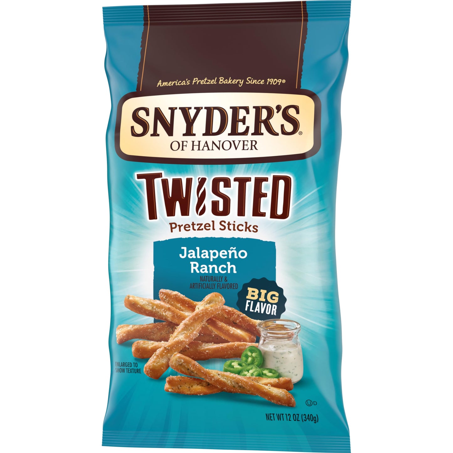 Snyders of Hanover Jalapeo Ranch Flavored Twisted Pretzel Sticks, 12 Oz Bag (Pack of 3)