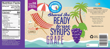 Hypothermias Grape Ready To Use Gallon (128 Fl. Oz) Hawaiian Snow Cone Flavors Syrup - Shaved Ice, 100% Pure Cane Sugar