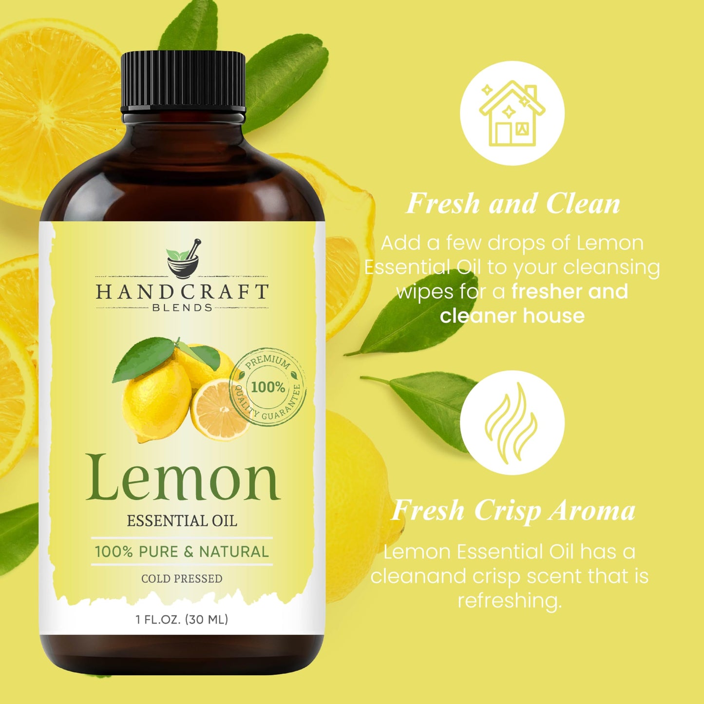 Handcraft Lemon Essential Oil - 100% Pure And Natural - Premium Therapeutic Grade Essential Oil For Diffuser And Aromatherapy -
