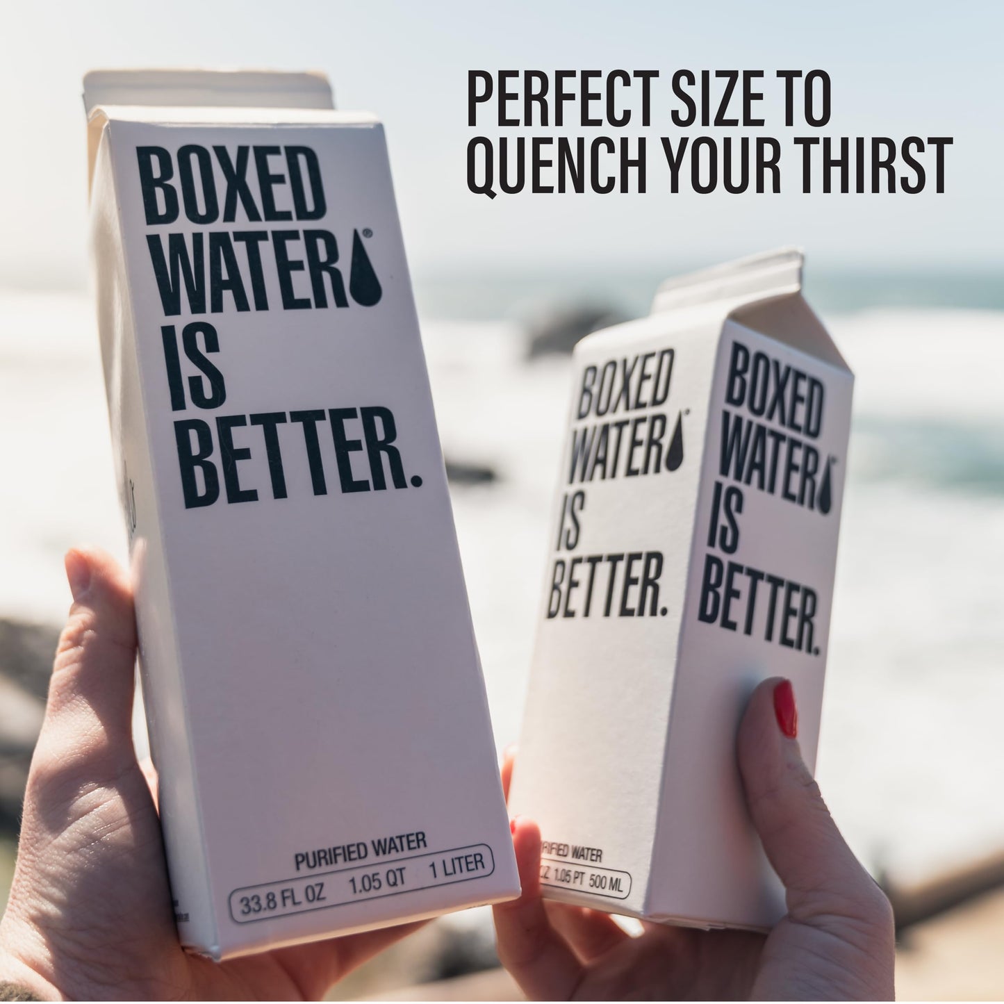 Boxed Water 33.8 Oz. (12 Pack) - Purified Drinking Water In 92% Plant- Based Boxes - 100% Recyclable, Bpa-Free, Refillable/Reusable 1 Liter Water Cartons - More Sustainable Than Plastic Bottled Water