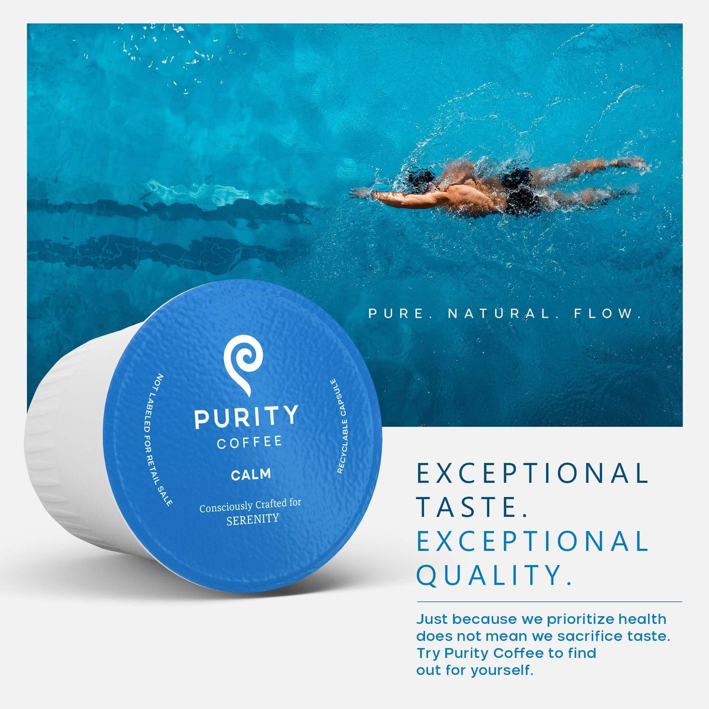 Purity Coffee Calm Decaf Medium Roast Organic Coffee - Usda Certified Organic Specialty Grade Arabica Single-Serve Coffee Pods -