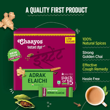 Chaayos Instant Adrak Elaichi Premix - 15 Sachets, 180G
