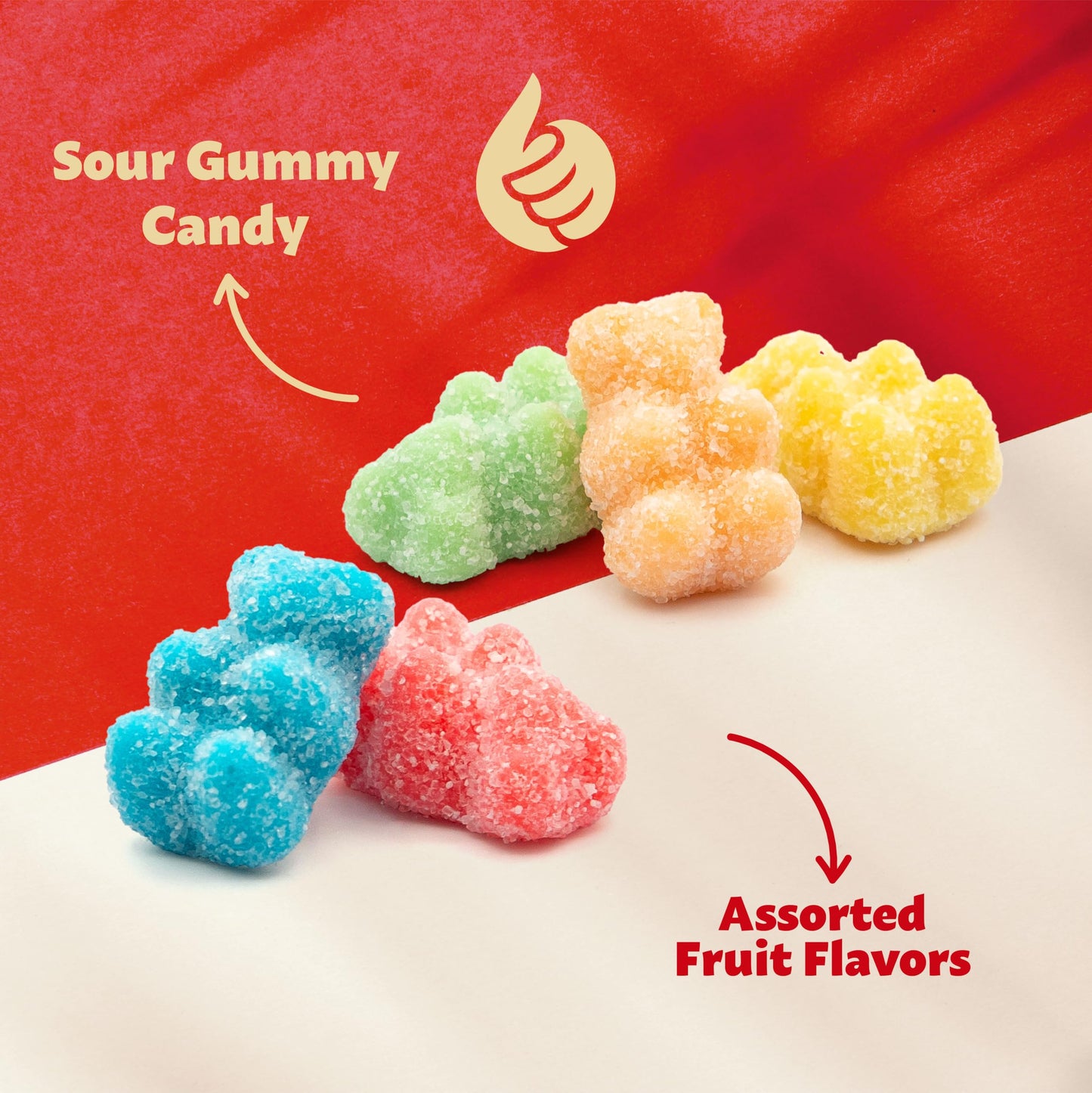 ILIKE! Neon Sour Bears Gummy Candy | Assorted Fruit Flavors | 1 Pound Bag