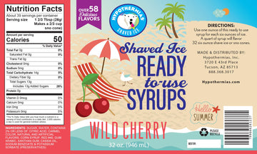 Hypothermias Shaved Ice & Snow Cone Syrup - Quart (32 fl. oz) - Wild Cherry - Made with Non-GMO 100% Pure Cane Sugar, No Corn Sy