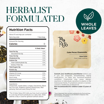 Tea Facto Chamomile Tea Bags With Chrysanthemum Tea For Soothing Comfort - 10 Pack