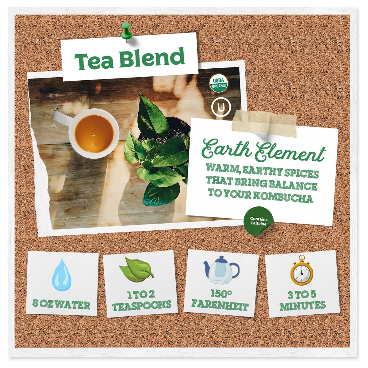Fermentaholics - Element Kombucha Tea Blends | USDA Certified Organic Kombucha Tea Blend | Kosher Certified (Earth Blend)