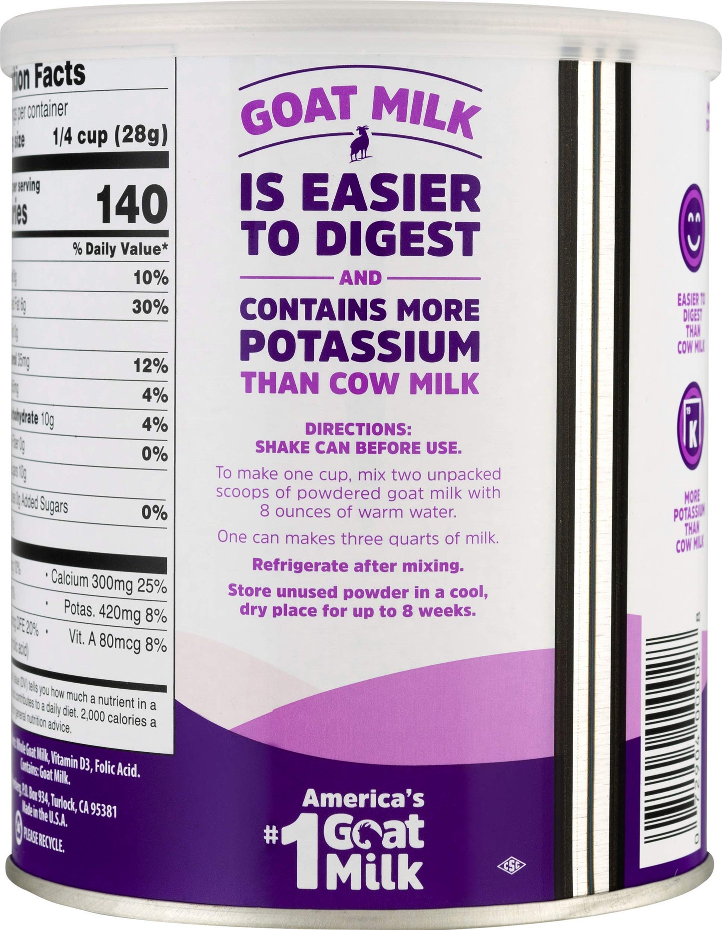 Meyenberg Whole Powdered Goat Milk, Vitamin D, 12 Ounce