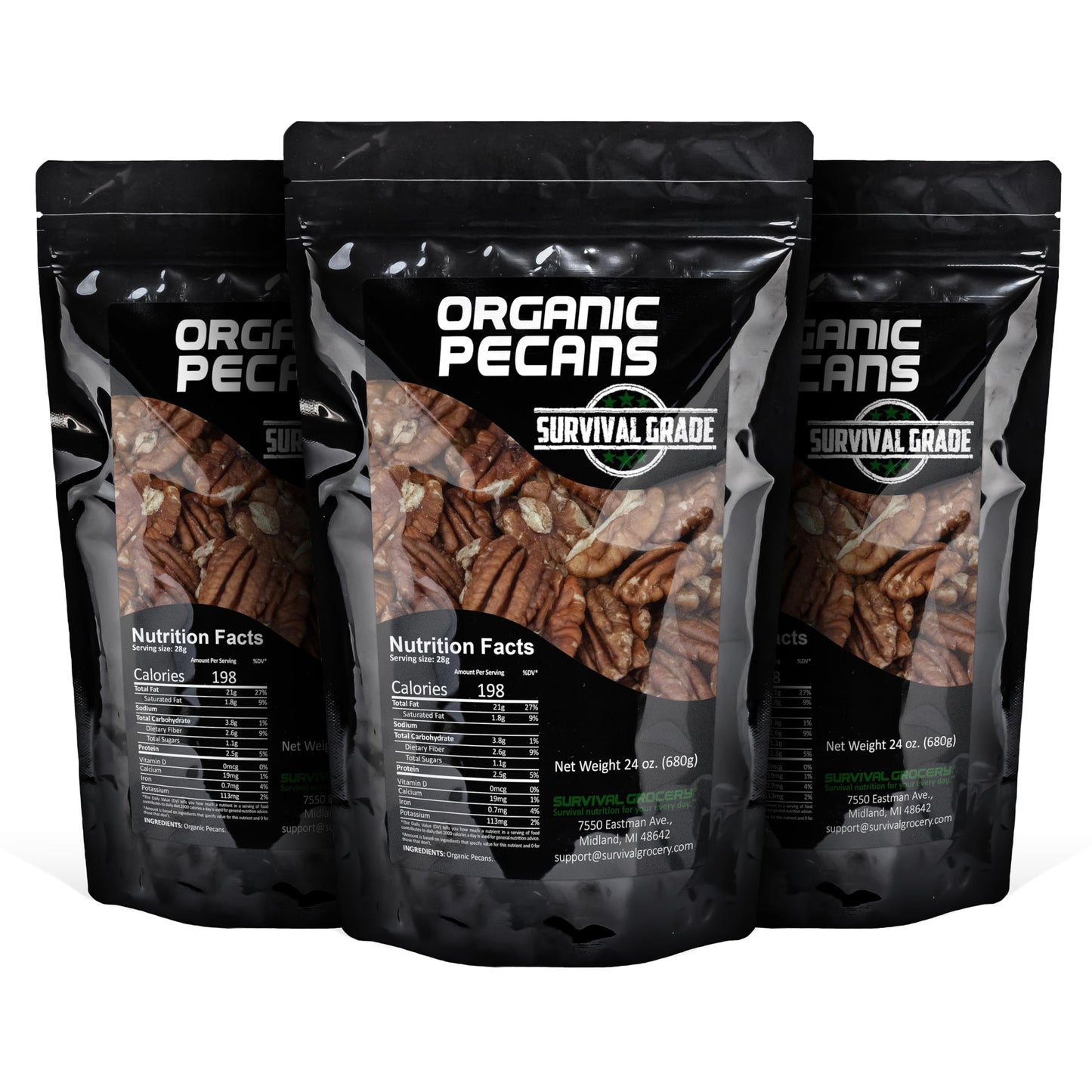 Survival Grocery - Organic Pecans (72 oz./3 Bags)