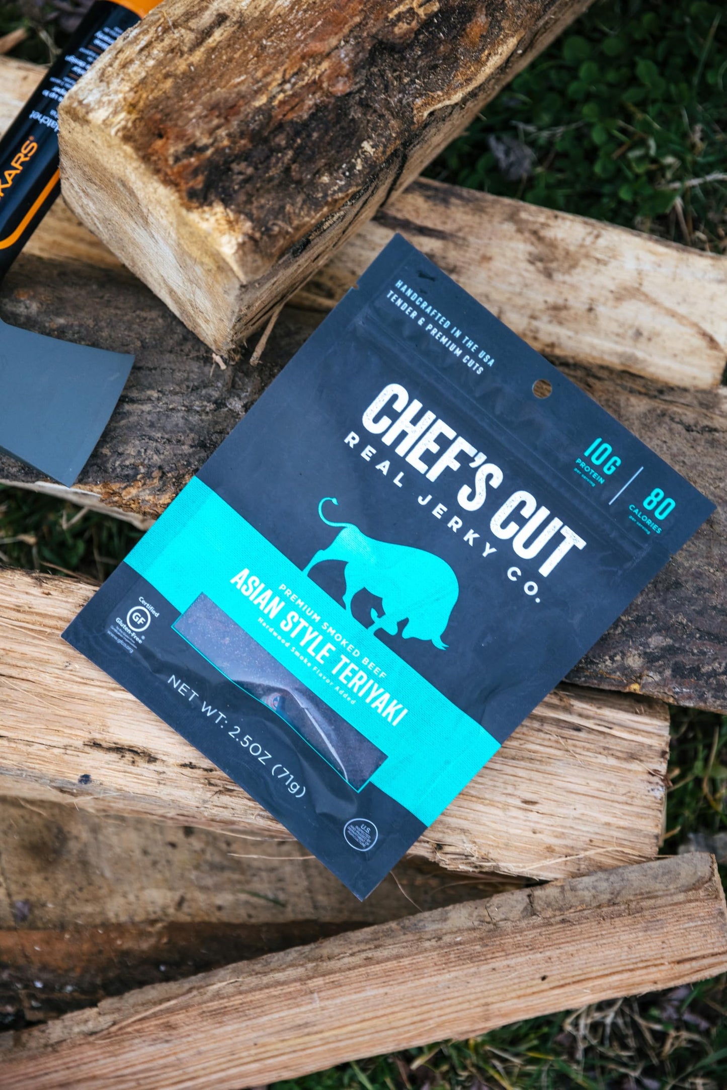 Chefs Cut Beef Jerky, Teriyaki, High Protein Snack, 10g Protein, 80 Calories, Gluten Free, 2.5 Ounce (Pack of 8)
