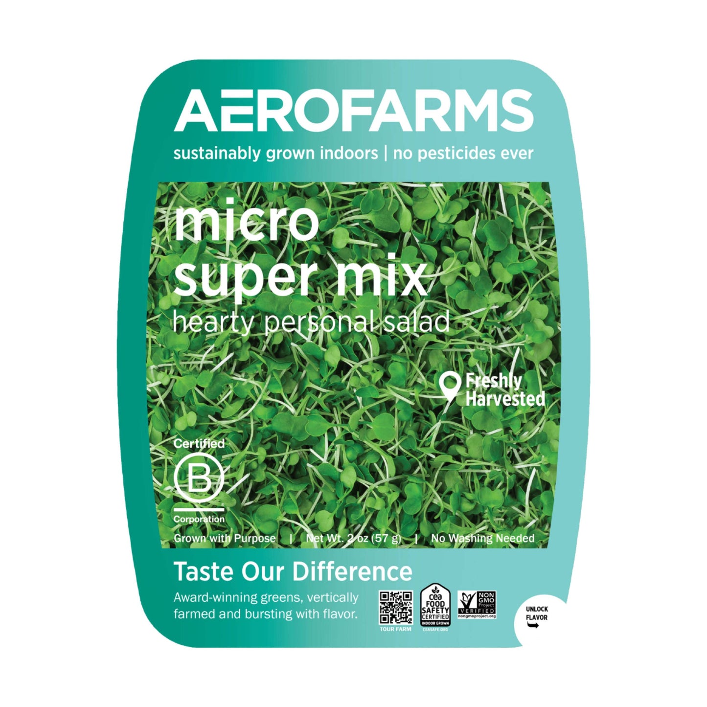 AeroFarms, Microgreens Super Mix Hearty Kale Cabbage Conventional, 2 Ounce