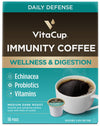 VitaCup Immunity Coffee Pods, Wellness Boost with Antioxidants, Echinacea, Probiotics, Vitamin C & D3, Medium Dark Roast, Recyclable Single Serve Pod Compatible with Keurig K-Cup malt-inspired,16 Ct