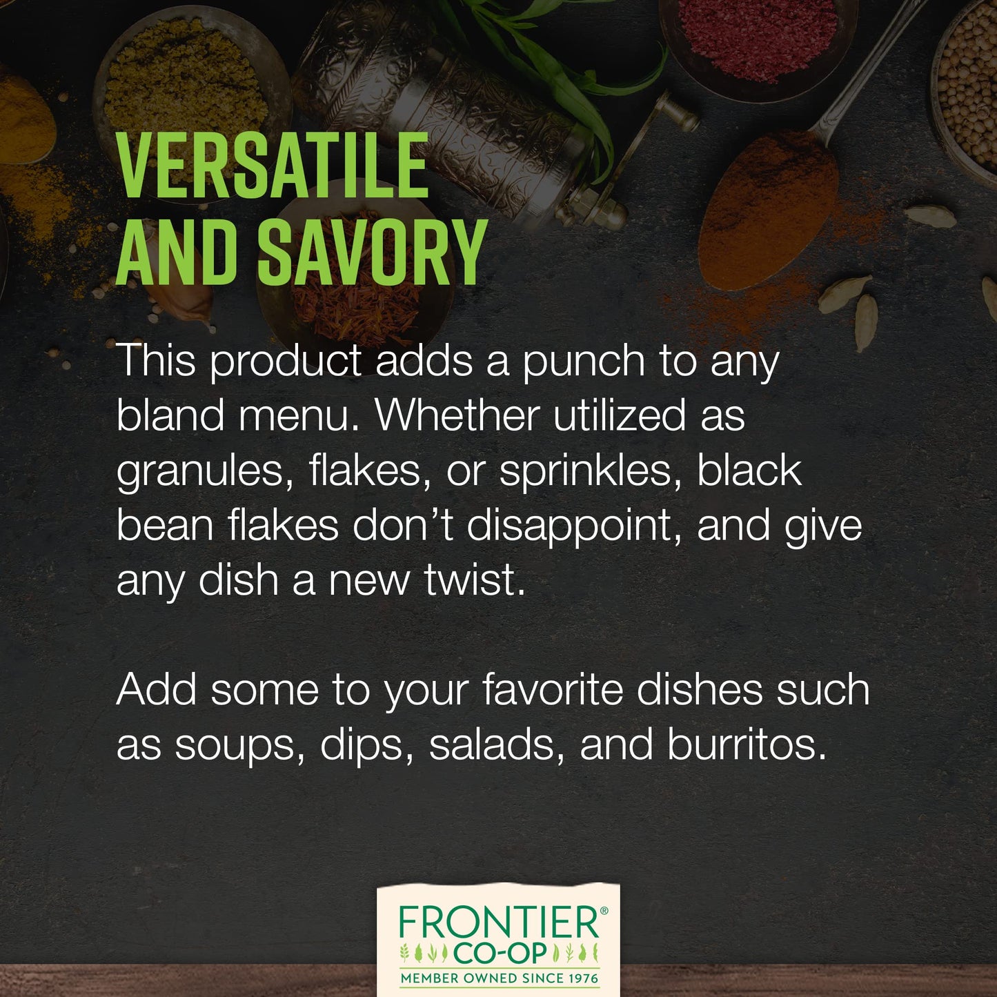 Frontier Co-Op Organic Black Beans Flakes 1Lb - For Black Bean Burger Patties, Dry Bean Soup Mix, Black Bean Dip And More