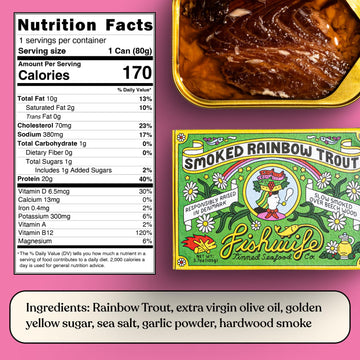 Fishwife Smoked Rainbow Trout 3-Pack | ASC-Certified Sustainable Seafood | Gluten Free | 3.7 Ounce