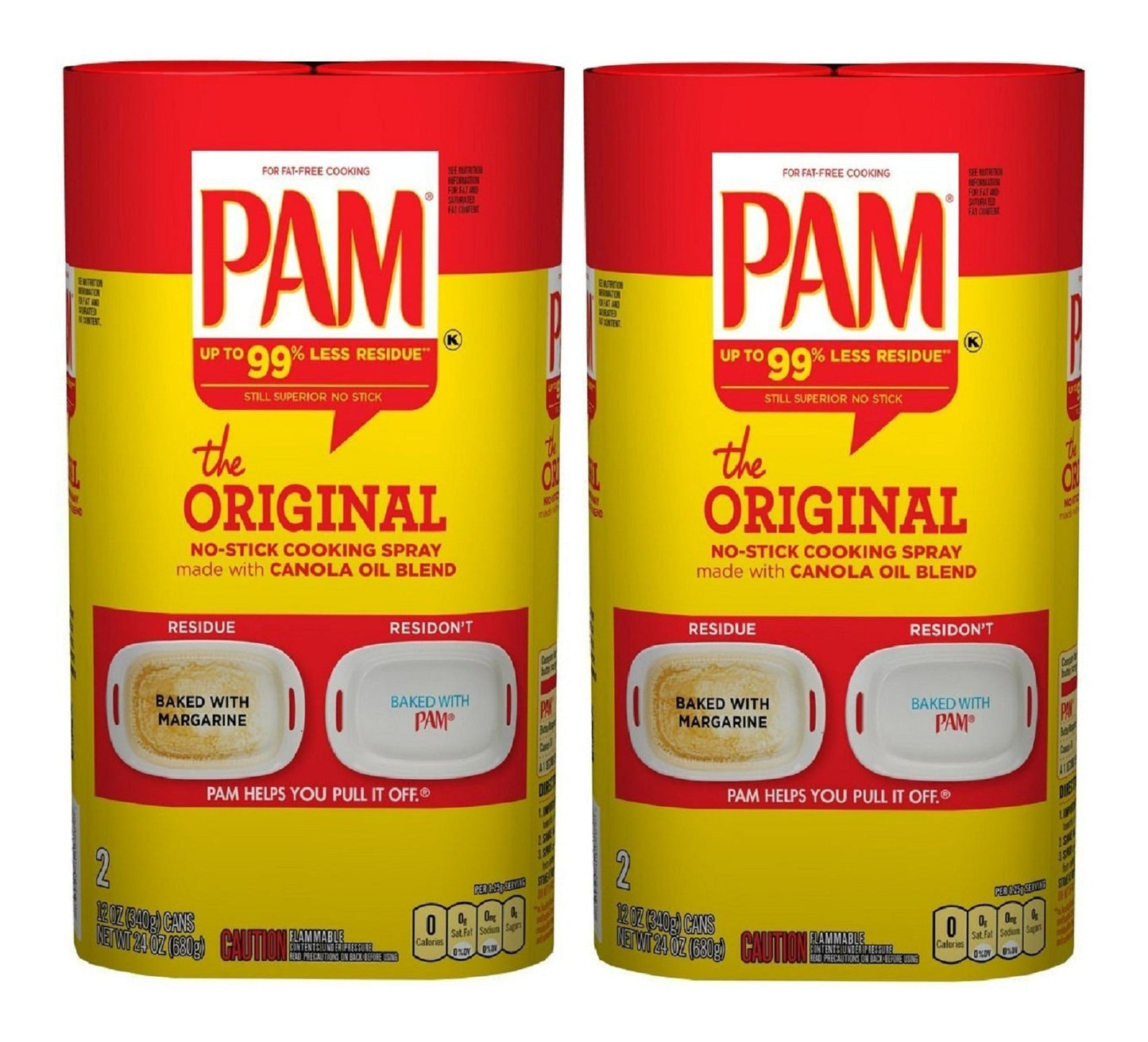 Pam Canola Spray - 12 Ounce Cans (Pack of 2-2 Count Sets, 4 Cans Total)