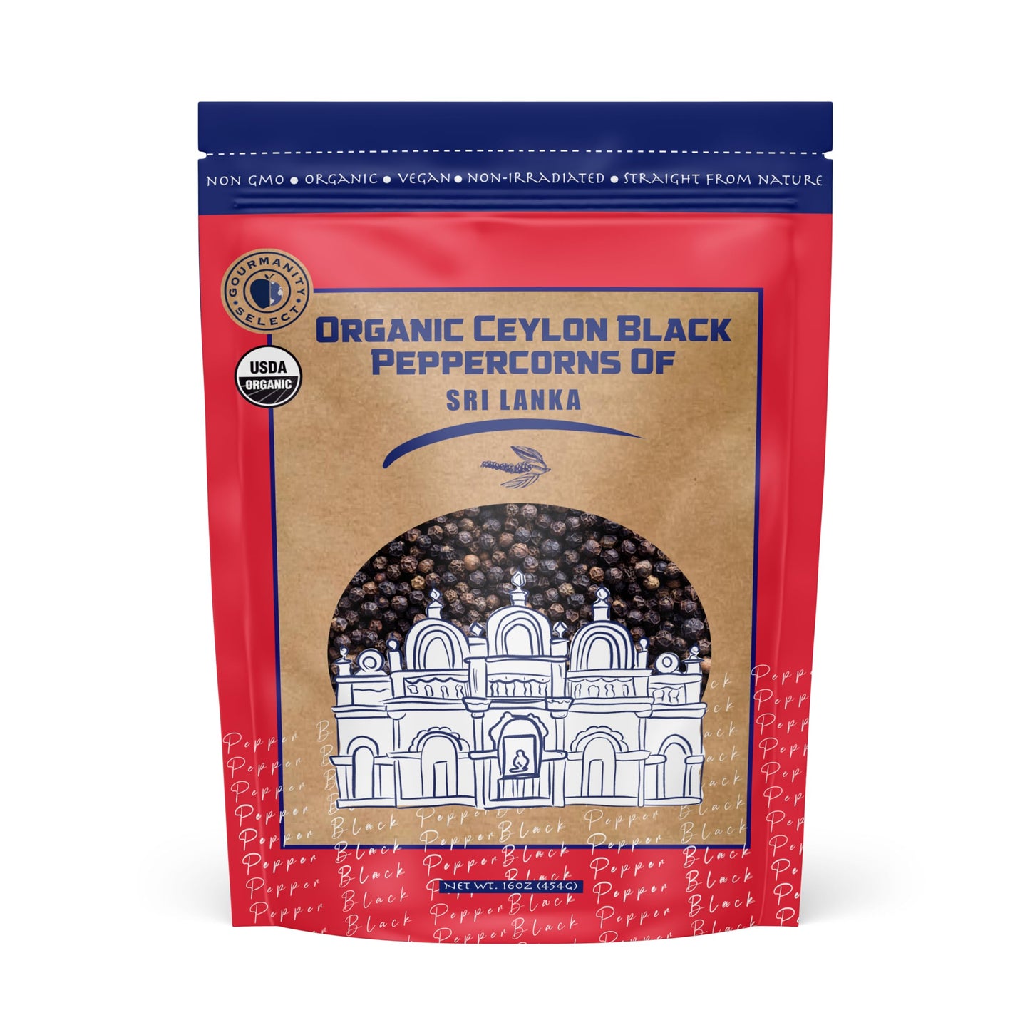 Gourmanity Organic Ceylon Whole Black Peppercorns, Complex And Aromatic Taste, Hand Picked And Sun Dried In Sri Lanka, Bulk Bag