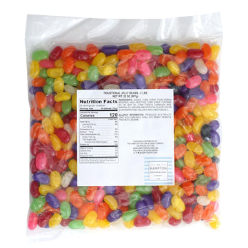Traditional Jelly Beans Assorted Flavors, 2 Pound Bulk Bag, Assorted Fruit Flavors, The Hampton Popcorn & Candy Company