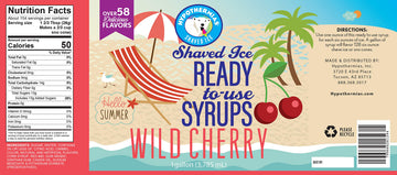 Hypothermias Wild Cherry Ready To Use Gallon (128 Fl. Oz) Hawaiian Snow Cone Flavors Syrup - Shaved Ice, 100% Pure Cane Sugar
