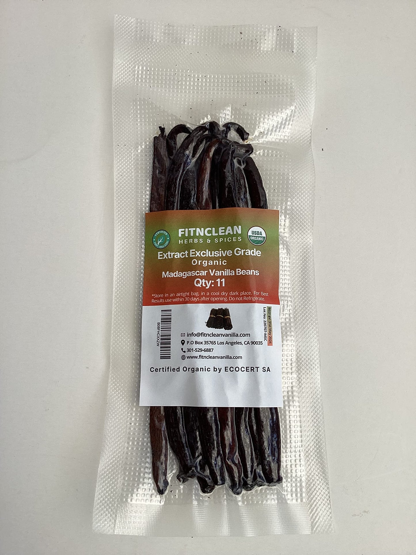 11 Organic Vanilla Beans Madagascar Extract Exclusive Grade B| 4.5''- 5.5'' by FITNCLEAN VANILLA| Dry Bulk Bourbon Whole NON-GMO