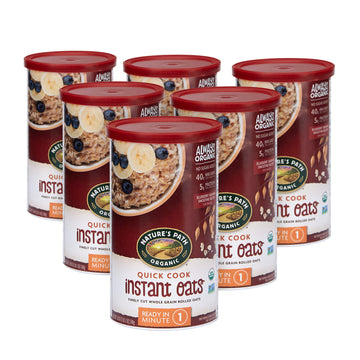 Nature'S Path Organic Ready In 1 Minute Instant Oats, 18 Ounce Canister (Pack Of 6), Non-Gmo, 40G Whole Grains, 5G Plant Based Protein, Great For Overnight Oats